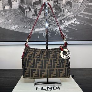 Fendi Vintage Baguette Zucca FF Logo Monogram Y2k Pochette Shoulder Bag Purse